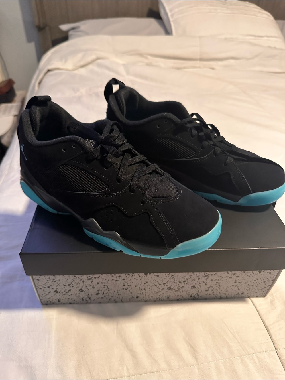 Men's Black Jordan Sneakers with Teal Sole - Premium Athletic Style